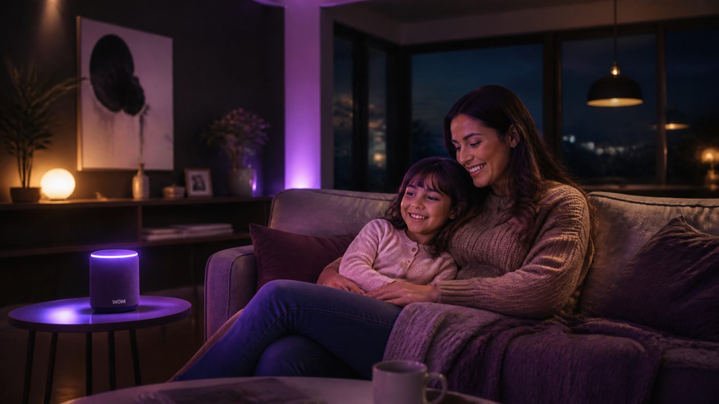 Aura acompañando a una familia en el living